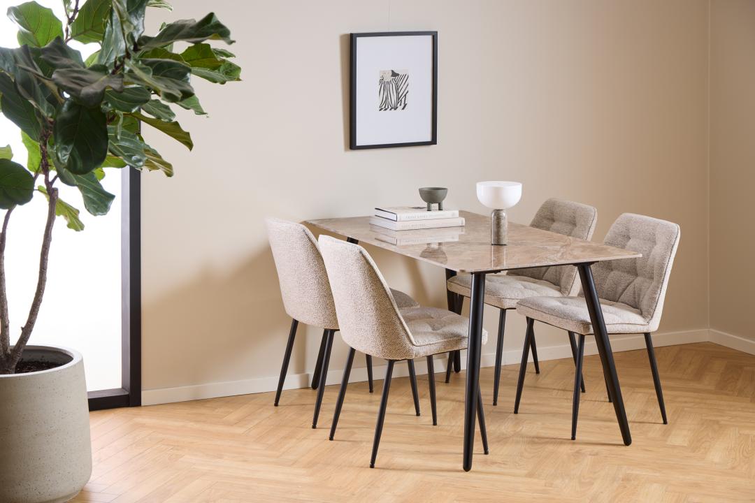 Eetkamerstoel Brooke 8211 Stof Monza Beige 8211 Metaal Minimale Bestelling 2 Stuks