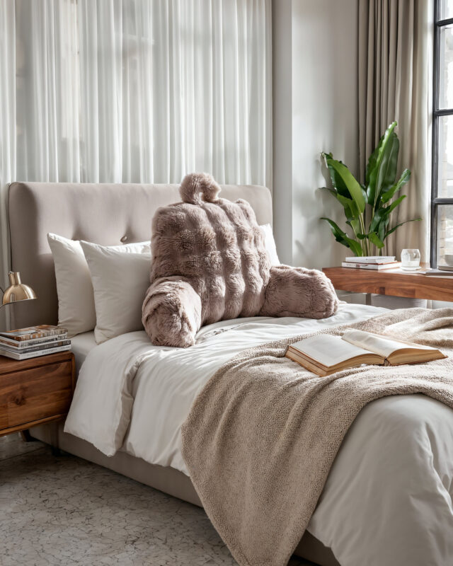 Bedsteunkussen Pompon Taupe 34 X 50