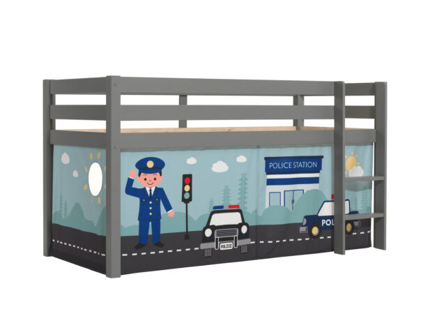 Deze Pino Combinatie Bestaat Uit Een Grijze Pino Hoogslaper En Een Politie Speelgordijn