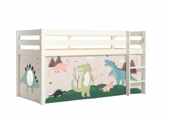 Deze Pino Combinatie Bestaat Uit Een Witte Pino Hoogslaper En Een Speelgordijn Dino