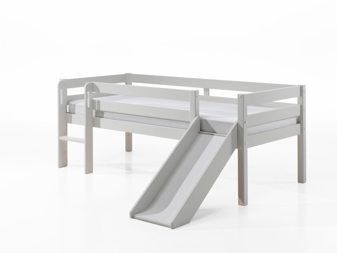 Deze Pino Combinatie Bestaat Uit Een Grijze Pino Halfhoogslaper Met Ladder En Glijbaan En Een Pino Set Van 2 Laden