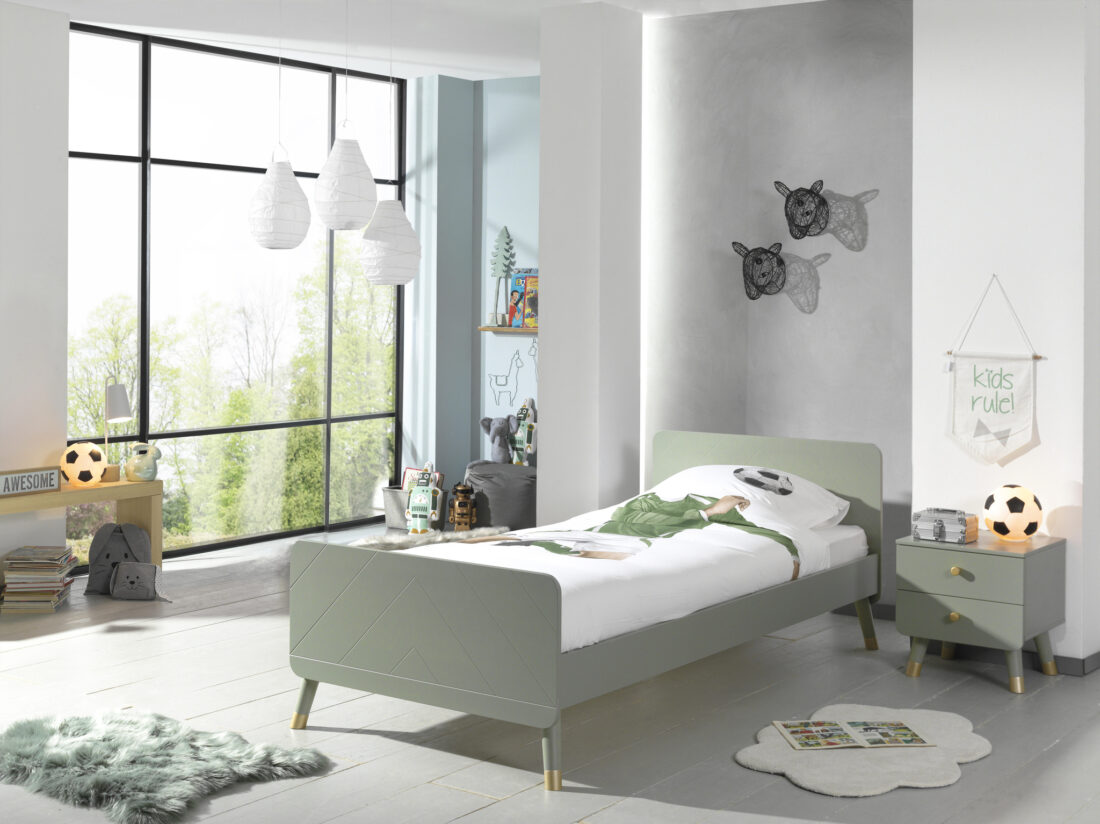 Deze Billy Combinatie Bestaat Uit Het Olijfgroene Billy Bed 90x200cm En De Bijpassende Olijfgroene Nachttafel
