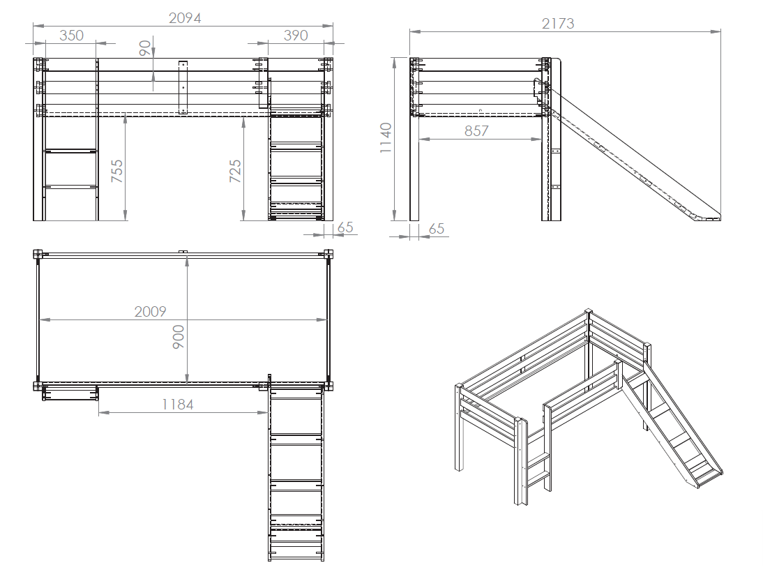 Deze Pino Combinatie Bestaat Uit Een Grijze Pino Hoogslaper Met Glijbaan En Een Speelgordijn Prinses