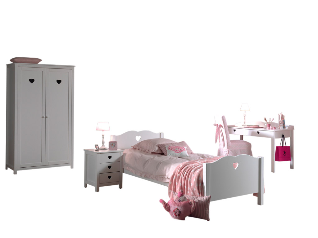 Amori Bed 90 X 200 Nachtkastje 2 Deurskast Bureau