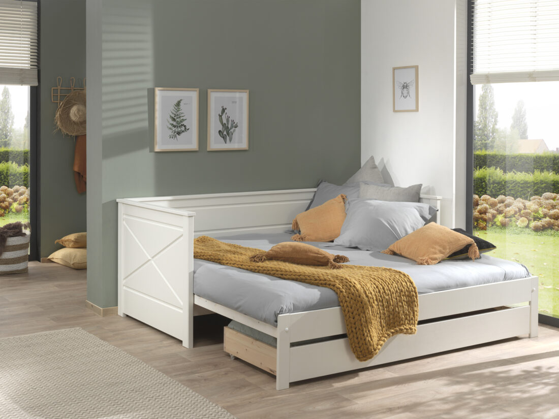 Wit Pino Uitschuifbaar Kajuitbed Met Lade