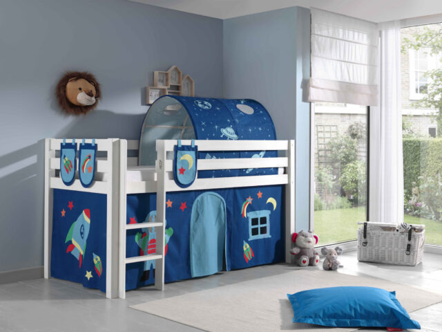 Deze Pino Combinatie Bestaat Uit Een Witte Pino Hoogslaper Een Speelgordijn Astro 3 Zakjes Astro En Een Tunnel Astro