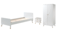 Deze BILLY-combinatie bestaat uit het witte BILLY-bed (90x200cm), de witte nachttafel en de witte 2-deurs kleerkast.