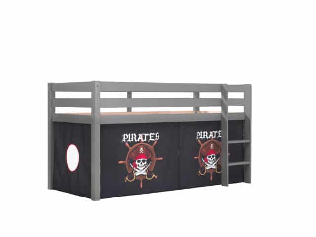 Deze Pino Combinatie Bestaat Uit Een Grijze Pino Hoogslaper En Een Speelgordijn Piraten