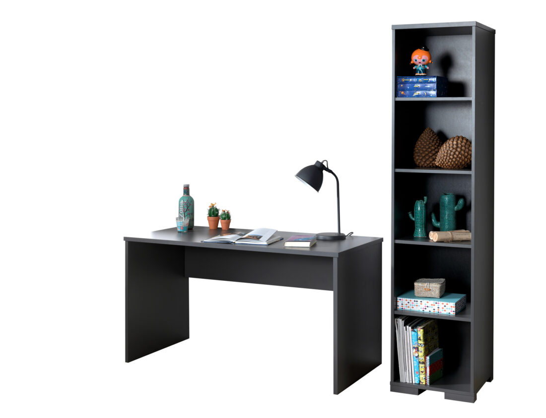 Deze London Combinatie In Antraciet Bestaat Uit Een Bureau En Een Boekenkast