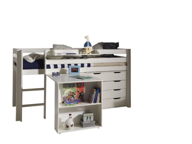 Deze Pino Combinatie Bestaat Uit Een Witte Pino Hoogslaper Een Pino Bureau Een Pino Kommode Met 4 Laden En Een Pino Hangtablet