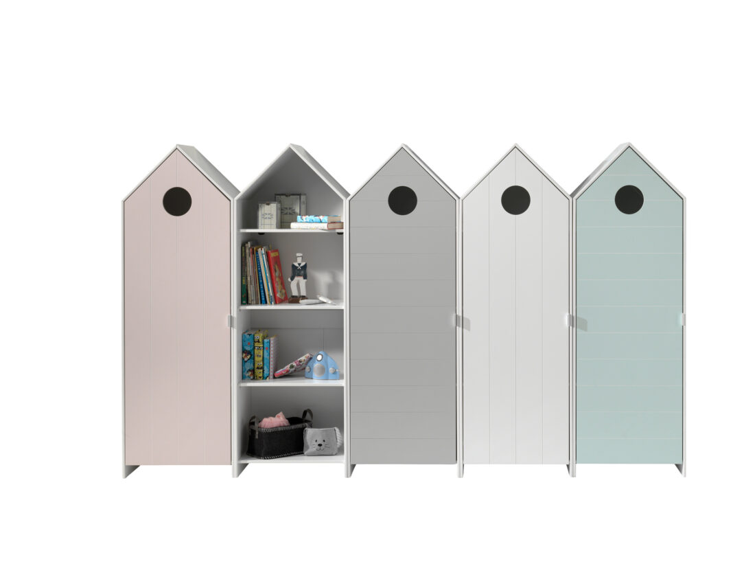 Deze Casami Combinatie Bestaat Uit 5 Kasten 4 Kastjes Met Witte Grijze Roze En Mintgroene Deuren En 1 Open Kast