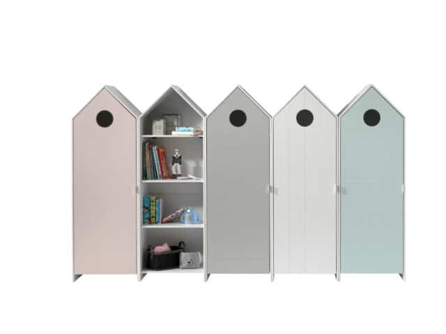 Deze Casami Combinatie Bestaat Uit 5 Kasten 4 Kastjes Met Witte Grijze Roze En Mintgroene Deuren En 1 Open Kast