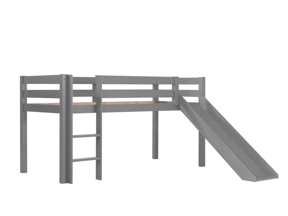 Deze Pino Combinatie Bestaat Uit Een Grijze Pino Hoogslaper Met Glijbaan En Het Speelgordijn 8216 Domino 8217