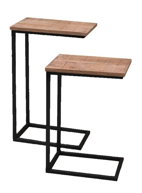 Bijzettafel Brix Jordy 8211 Massief Mangohout 8211 Metaal 8211 Set Van 2