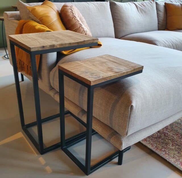 Bijzettafel Brix Jordy 8211 Massief Mangohout 8211 Metaal 8211 Set Van 2