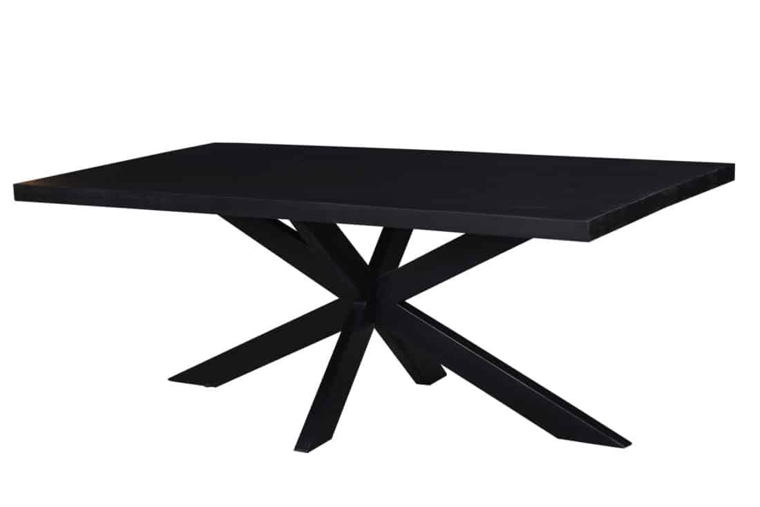 Eetkamertafel Kala 8211 Zwart Mangohout 8211 Spinpoot Metaal 8211 180 Cm