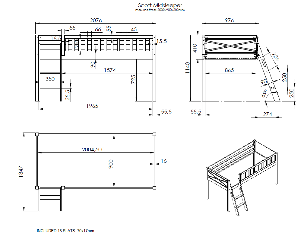 Scott Hoogslaper Met Schuine Ladder Wit
