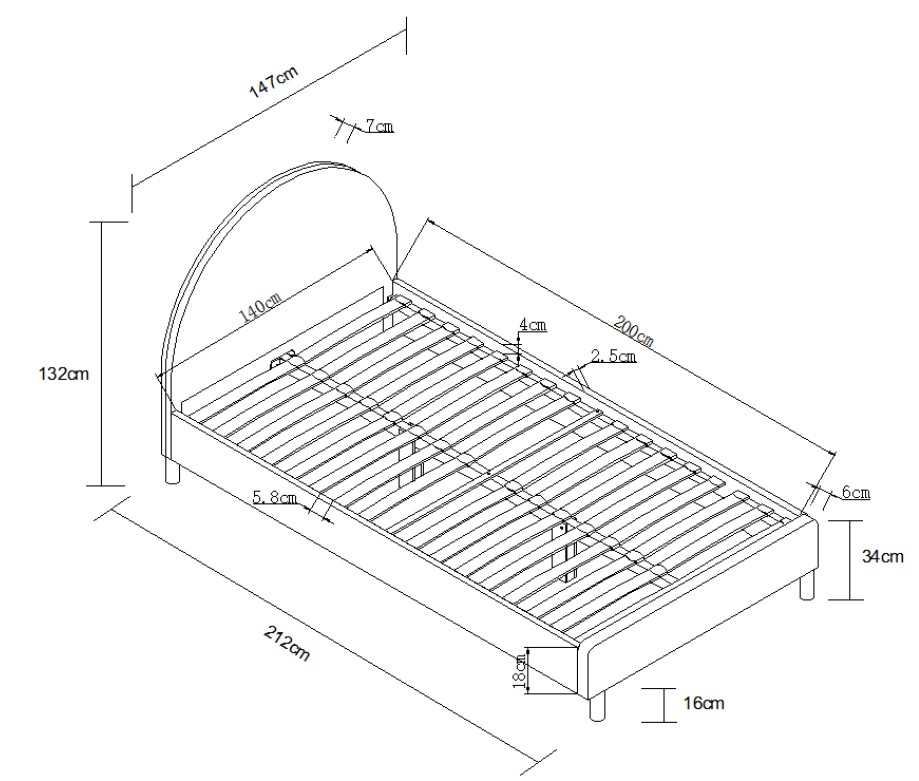 Maan Bed 140 215 200 Boucl Groen