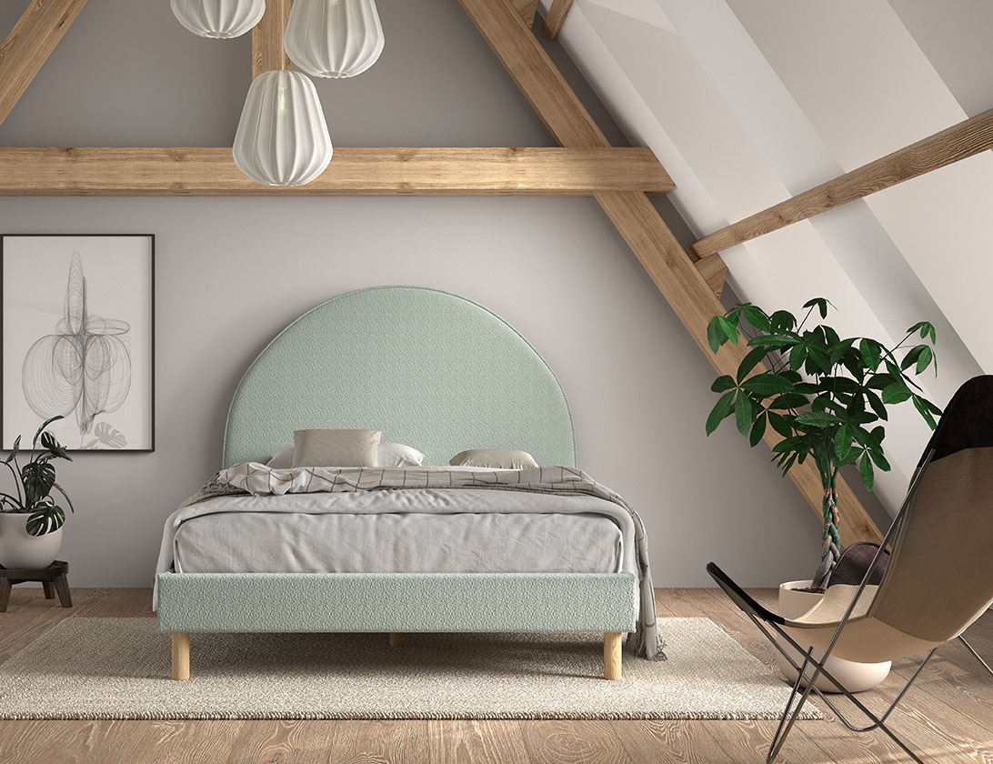 Maan Bed 140 215 200 Boucl Groen