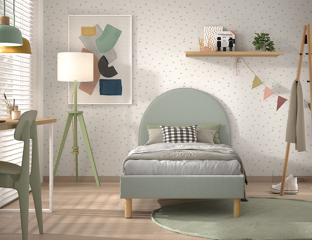 Moon Bed 90 215 200 Boucl Groen