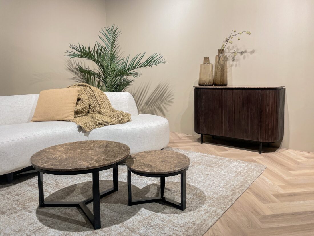 Salontafel Brix Senna 8211 Bruin Emperador Marmerblad 8211 Metaal 8211 60 Cm