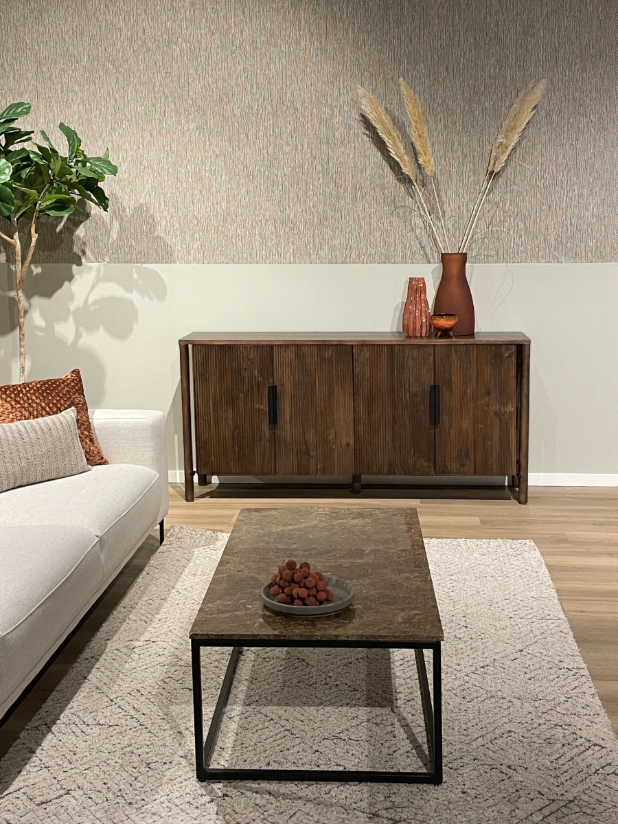 Salontafel Brix Dion 8211 Bruin Emperador Blad 8211 Metaal 8211 120 Cm