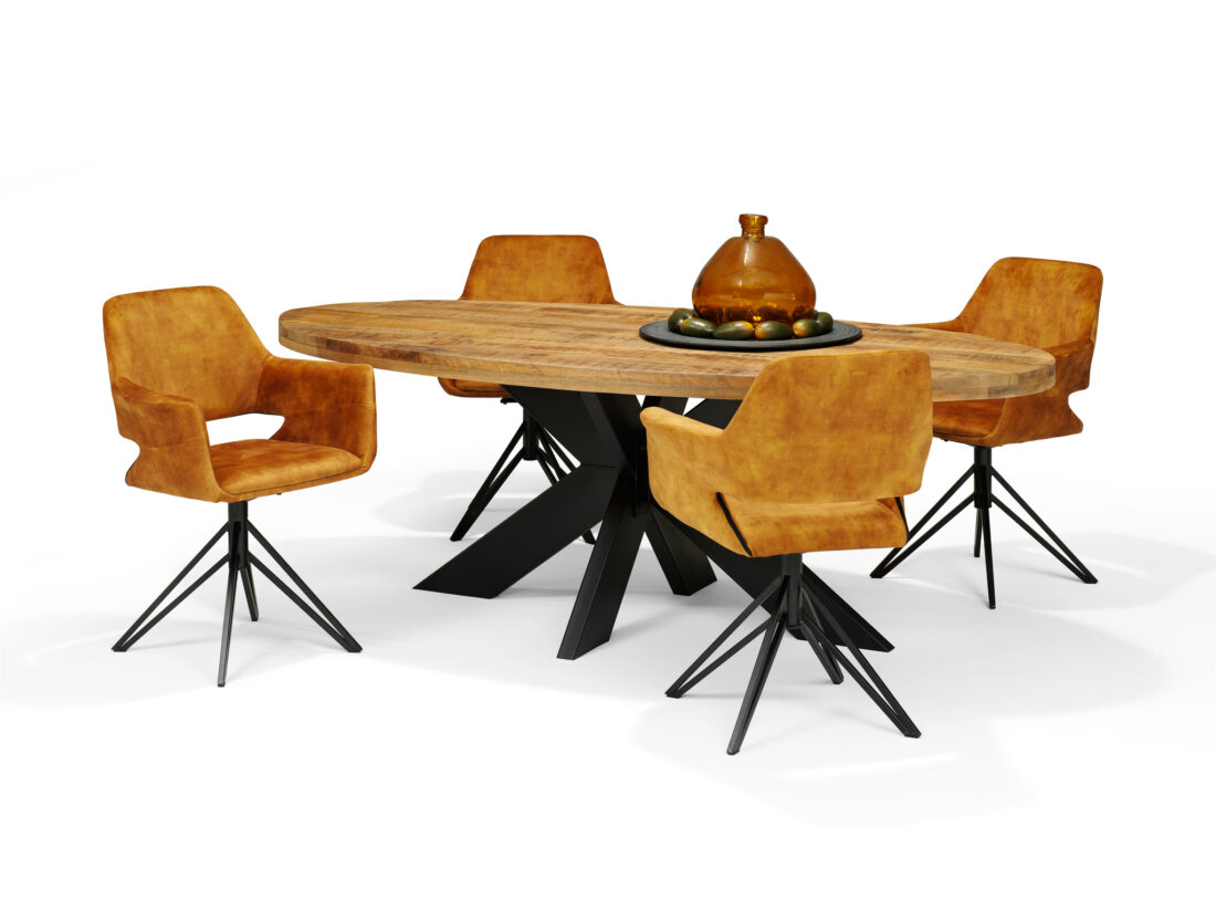 Armstoel Katy 8211 Stof Aurora Velours Hunter 8211 Draaivoet 8211 Metaal