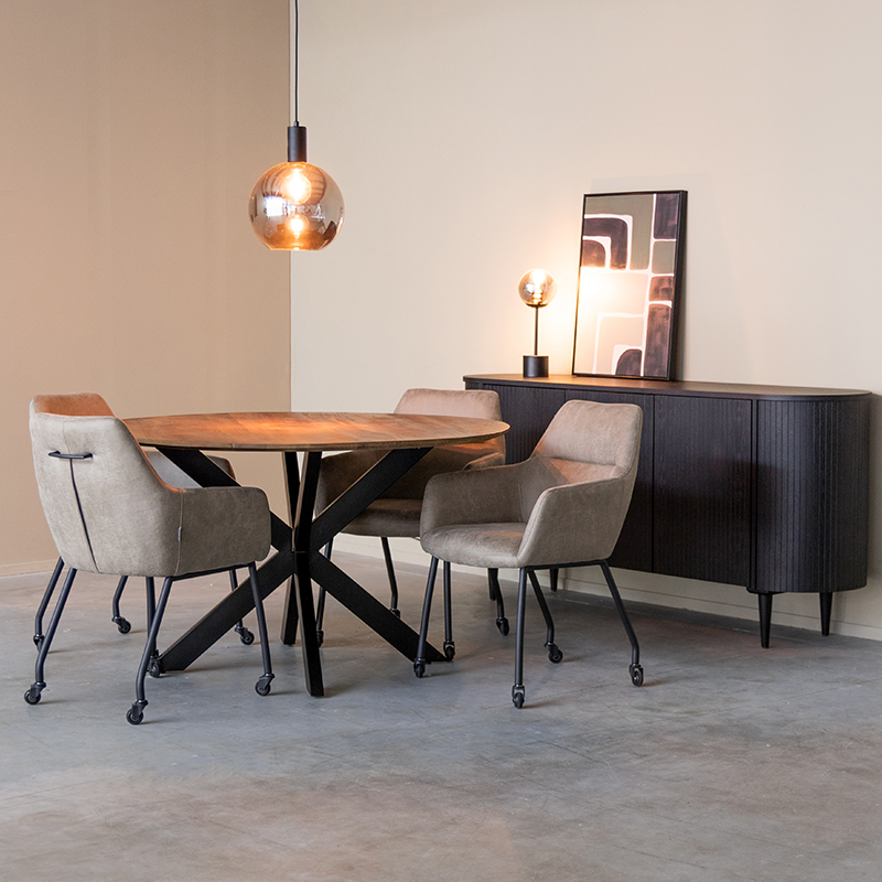 Label51 Eetkamerstoel Lenny 8211 Taupe 8211 Microvezel