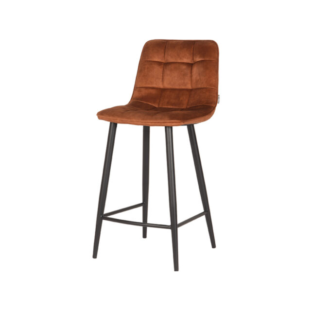 Barkruk Jelt 8211 Stof Oker Velours 8211 Metaal 8211 Zithoogte 65 Cm Minimale Bestelling 2 Stuks