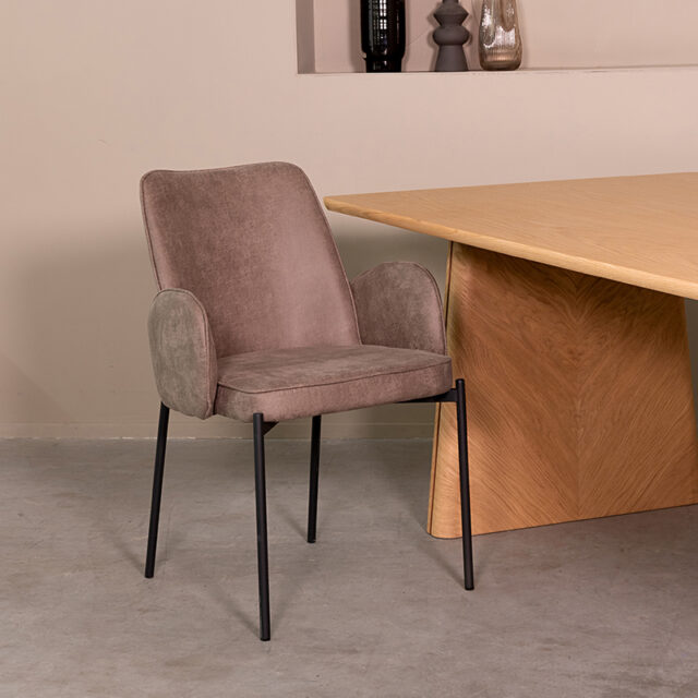 Label51 Eetkamerstoel Joni 8211 Taupe 8211 Microvezel