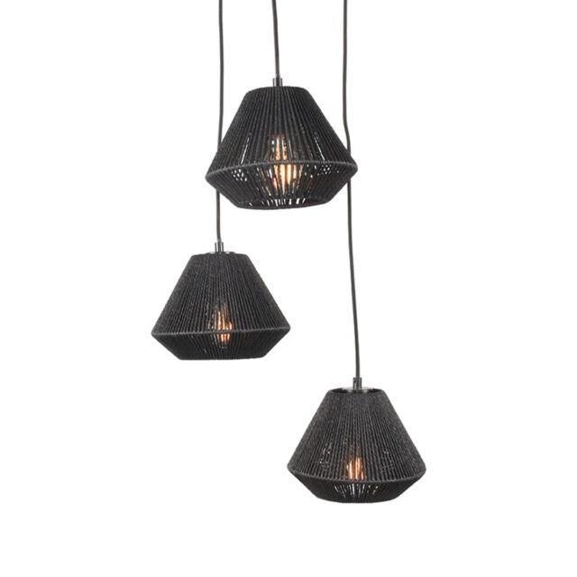 Label51 Hanglamp Ibiza 8211 Zwart 8211 Jute 8211 3 Lichts