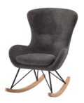 Schommelstoel Rocky - Stof antracietkleurig bouclé - Beuken hout