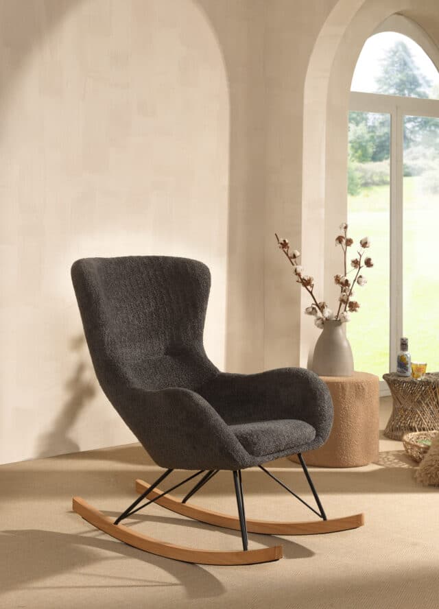 Rocky Schommelstoel In Antracietkleurige Boucl