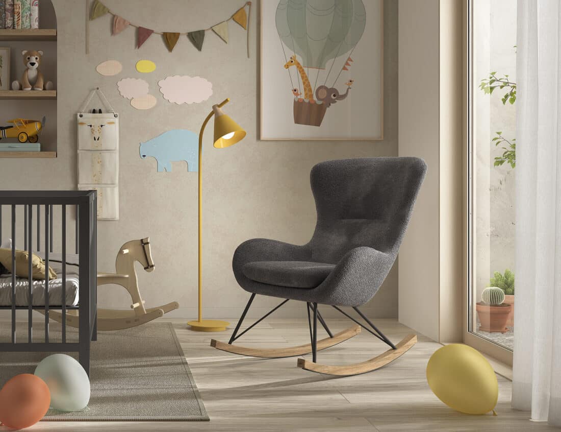 Rocky Schommelstoel In Antracietkleurige Boucl