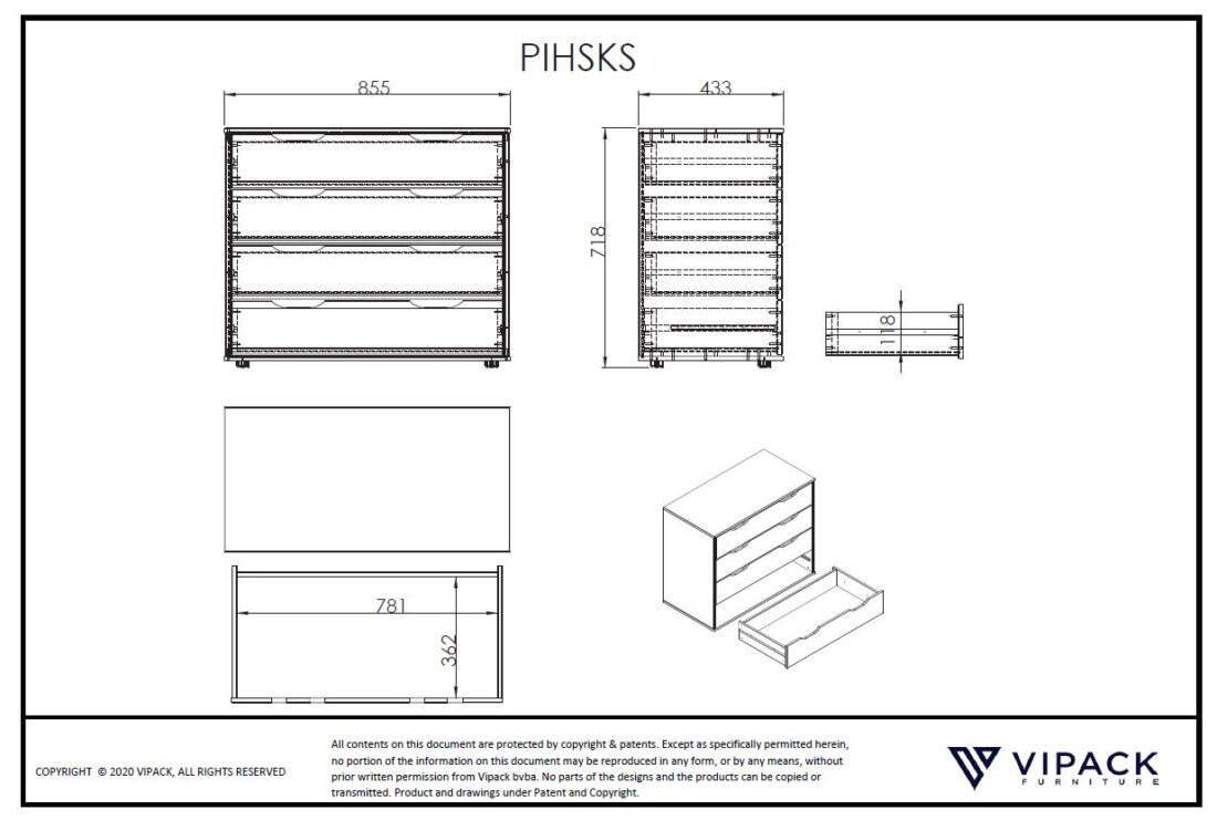 Scott Halfhoogslaper Met Bureau Kast Met 2 Deuren En Commode Met 4 Lades