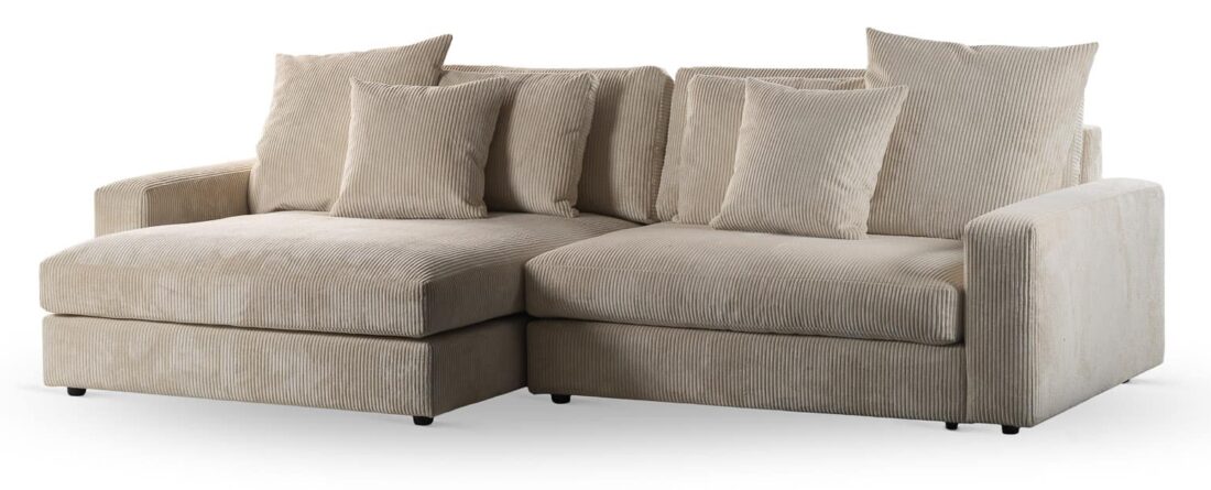 3 Zitsbank Met Chaiselongue L R Rib920 8211 Stof Lincoln Naturel 83