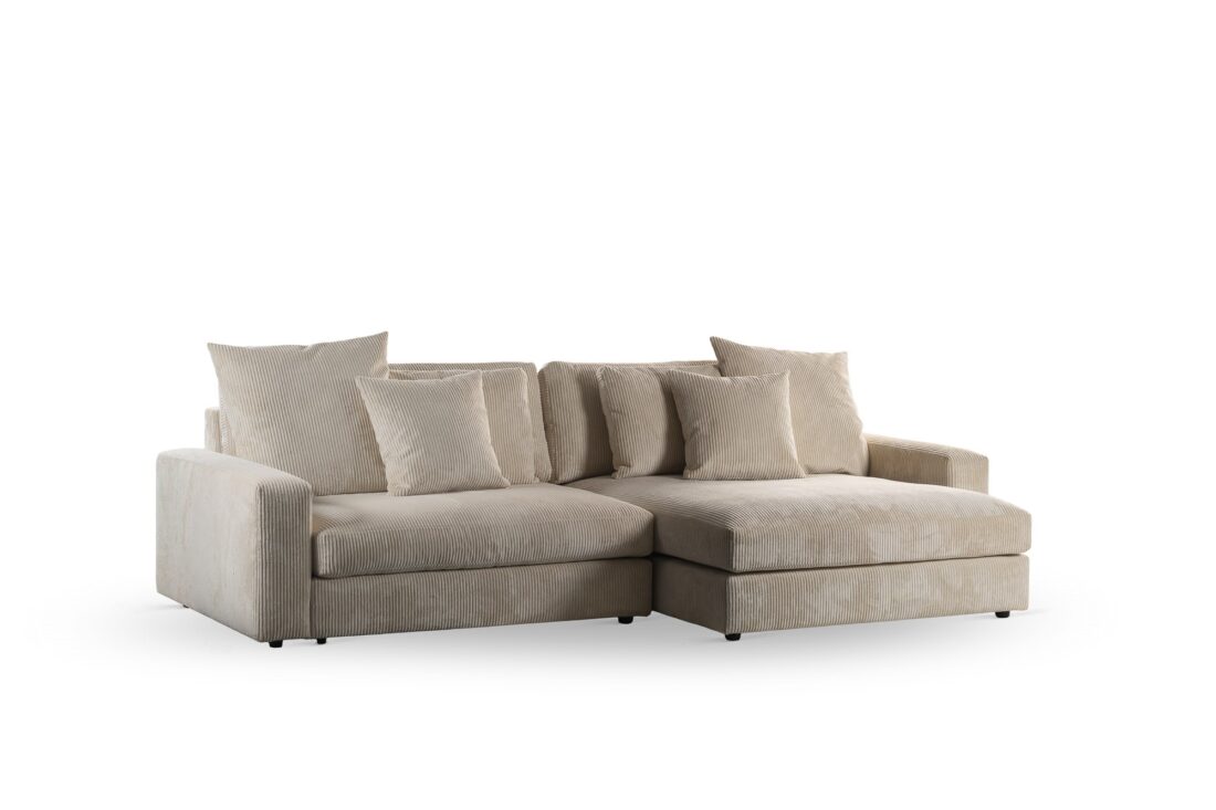 3 Zitsbank Met Chaiselongue L R Rib920 8211 Stof Lincoln Naturel 83