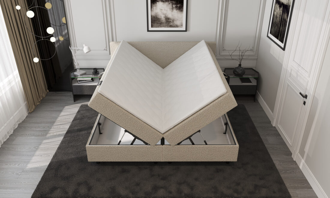 Mrgenn Opbergboxspring Boucl Beige 160 215 210 Mrgenn Opbergboxspring Boucl Beige 160 215 210