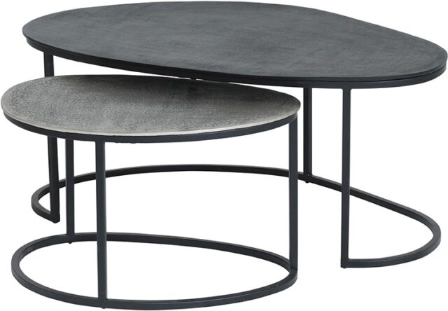 Napa Salontafel Set Van 2 Zwart Antiek Zilver