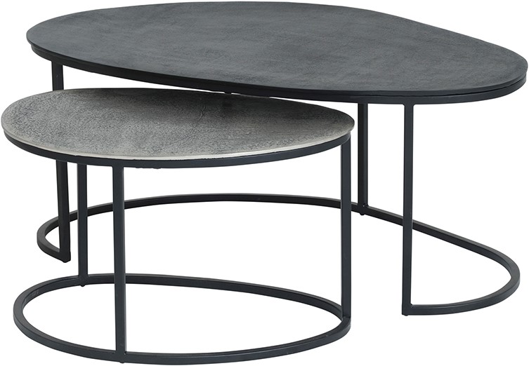 Napa Salontafel Set Van 2 Zwart Antiek Zilver