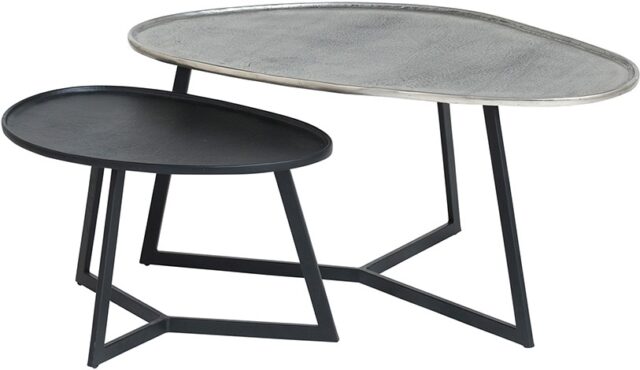 Novato Salontafel Set Van 2 Antiek Zilver Zwart