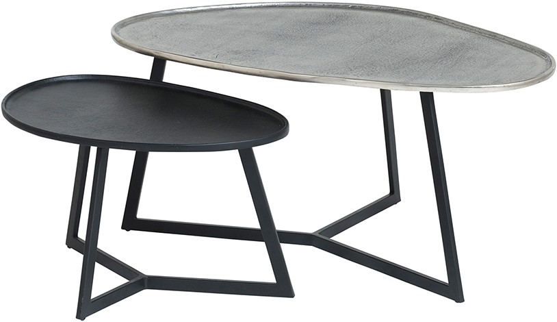 Novato Salontafel Set Van 2 Antiek Zilver Zwart