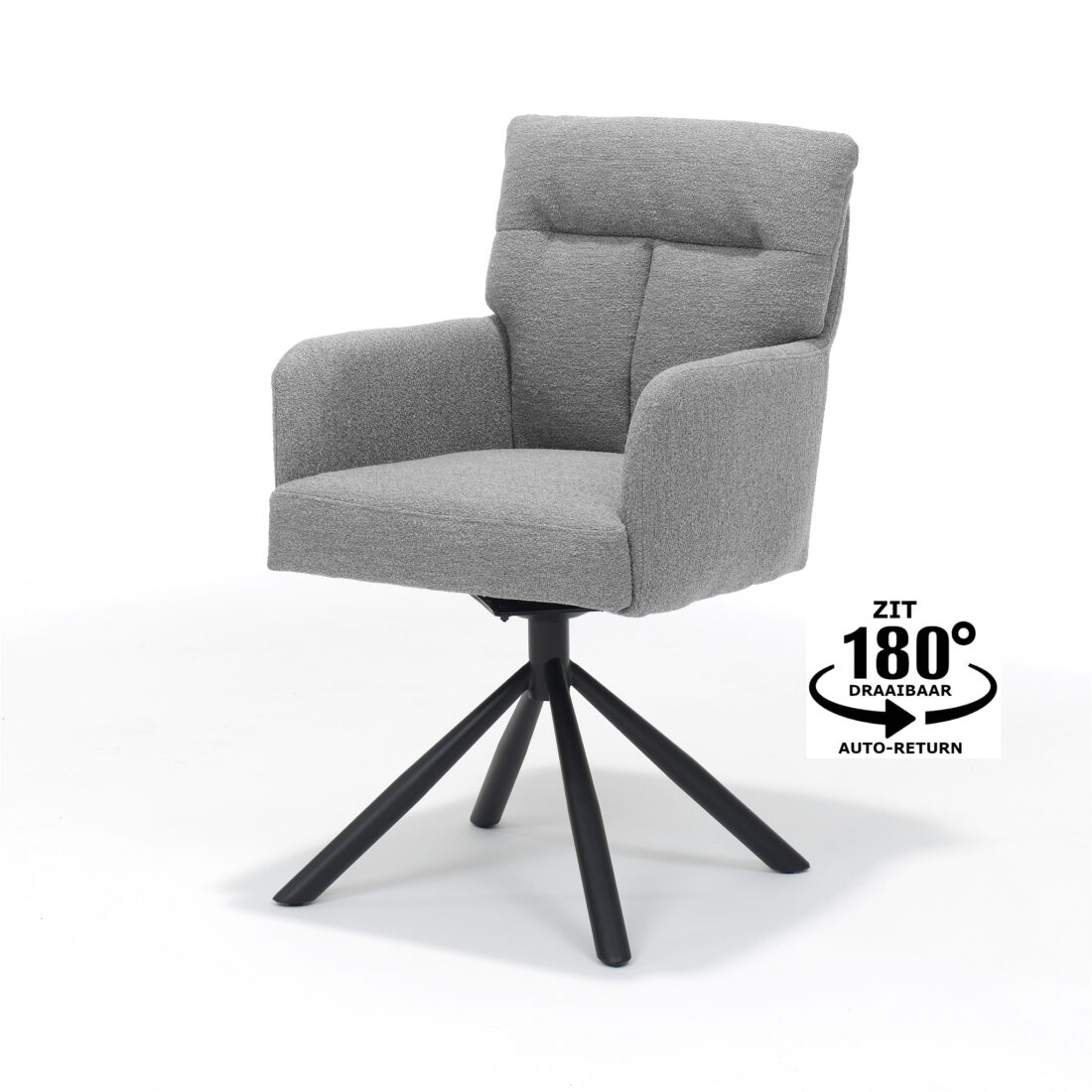 Armstoel Fresco 8211 Stof Teddy Steel 8211 Draaivoet Zwart Metaal