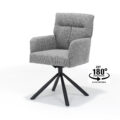 Armstoel Fresco - Stof Teddy Steel - Draaivoet zwart metaal