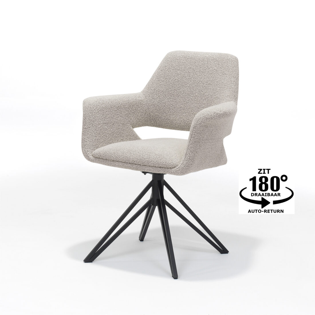 Katy Armstoel Stof Teddy Naturel Draaivoet