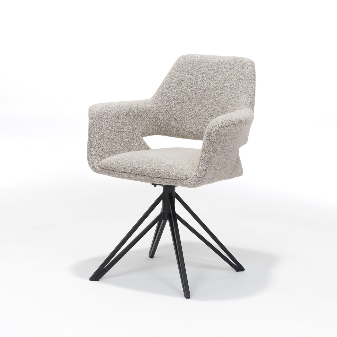 Katy Armstoel Stof Teddy Naturel Draaivoet