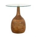 Stella salontafel Ø50, H55, glad naturel, helder glas