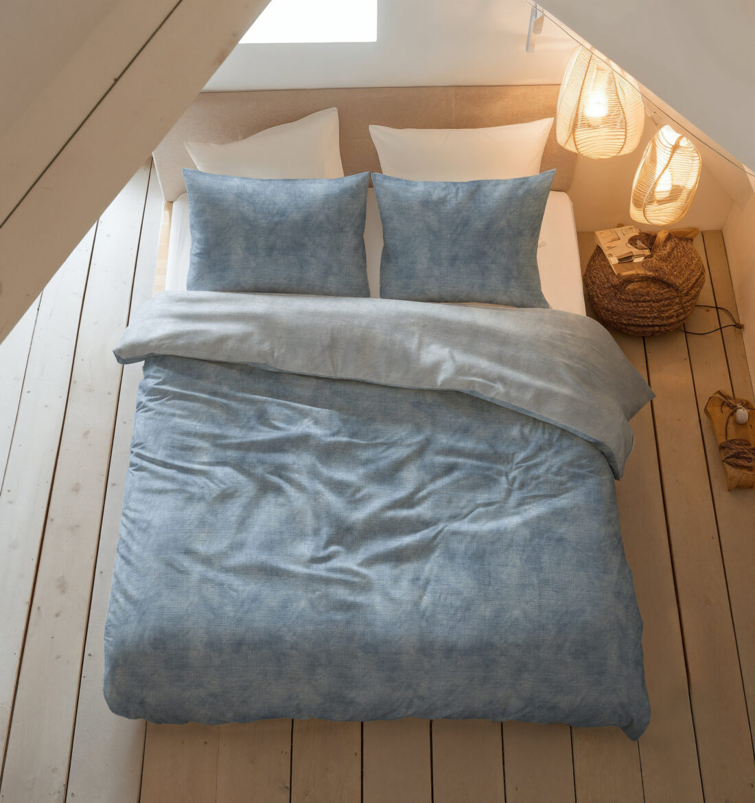 Flanel Van Gewassen Katoen Blauw 240 X 220