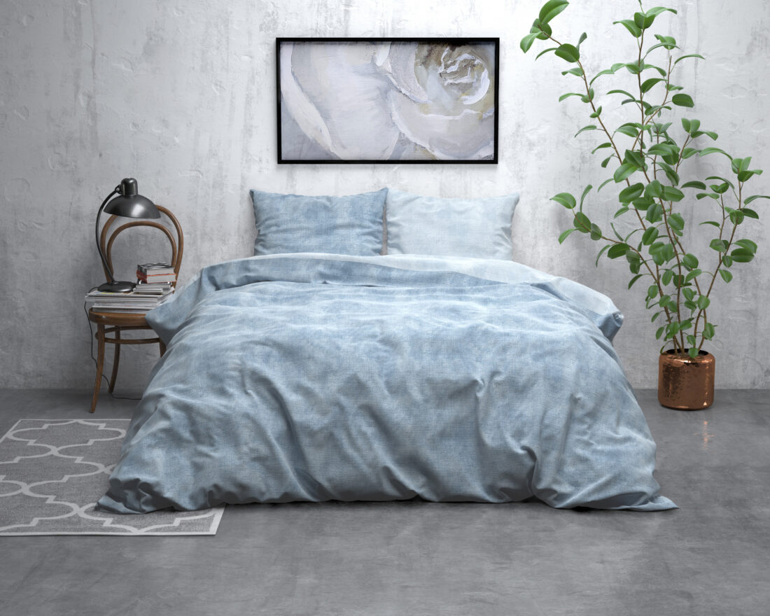 Flanel Van Gewassen Katoen Blauw 240 X 220