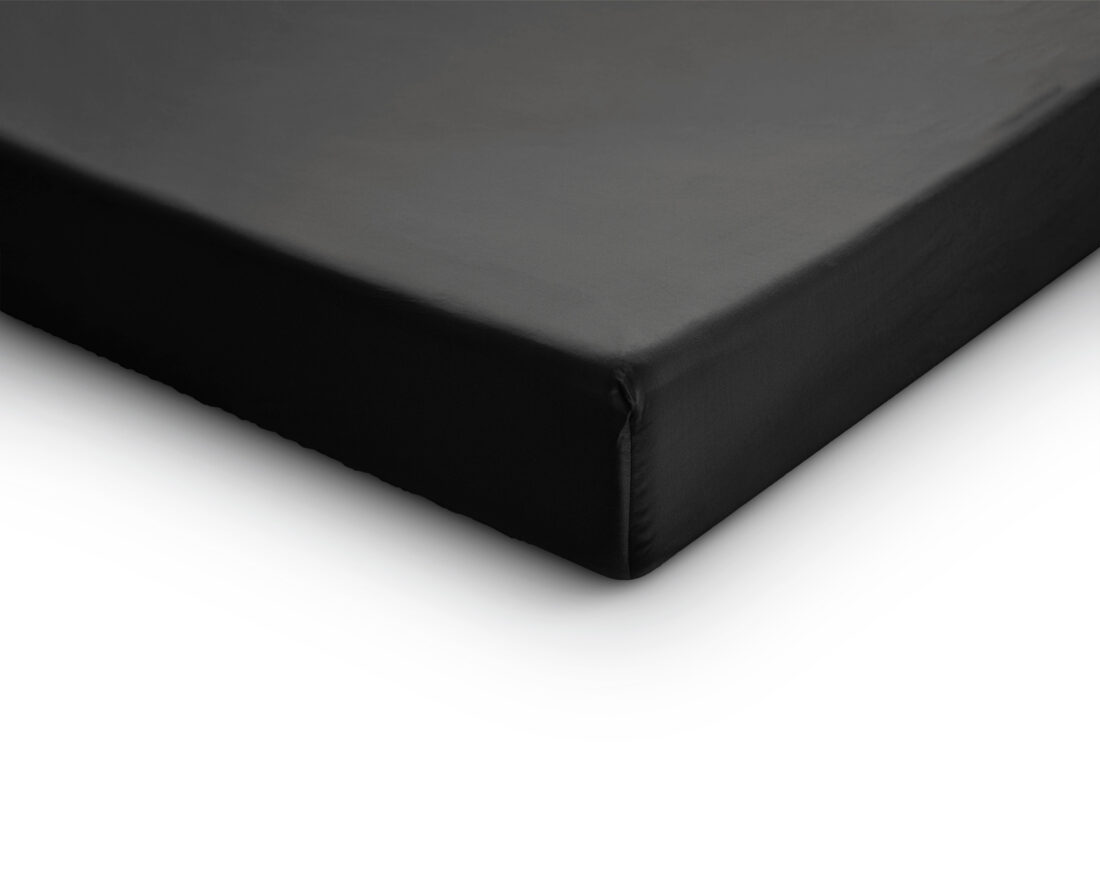 Satijnen Hoeslaken Zwart 160 X 220